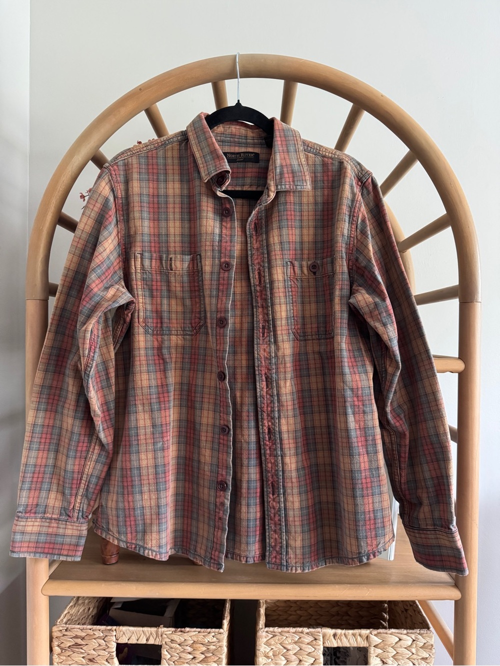 North River Gold Plaid Button Down Shirt | Women’s Large